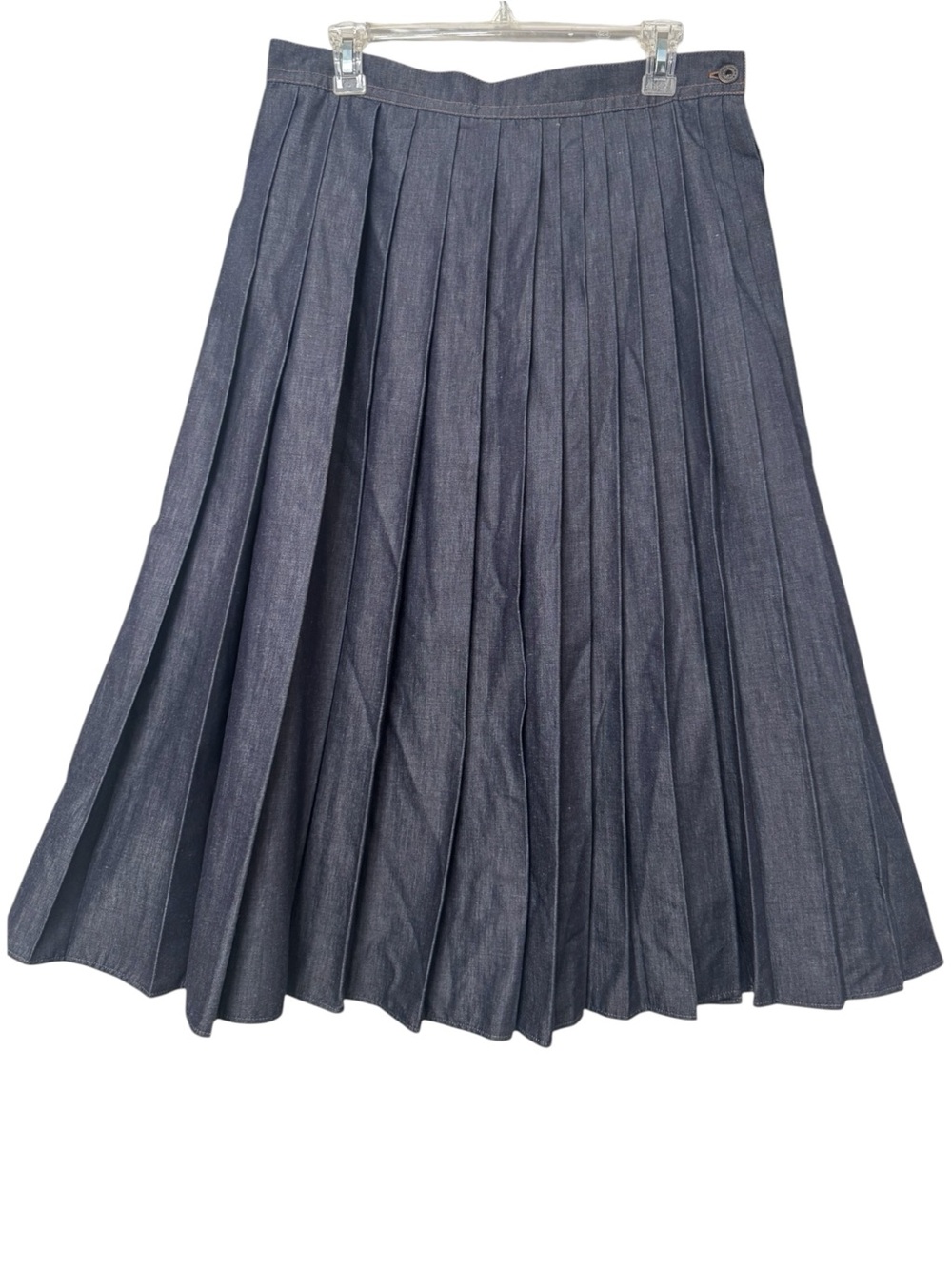 MaxMara Weekend Skirt - Pleated Blue Denim Old Money Office Business 12 - Picture 2 of 5